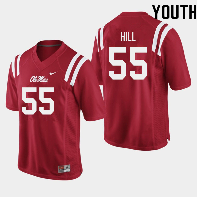 KD Hill Ole Miss Rebels NCAA Youth Red #55 Stitched Limited College Football Jersey NFZ2858IQ